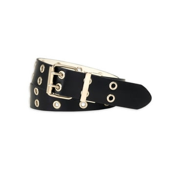 No Boundaries Women's Double Grommet Reversible Belt, Black/White