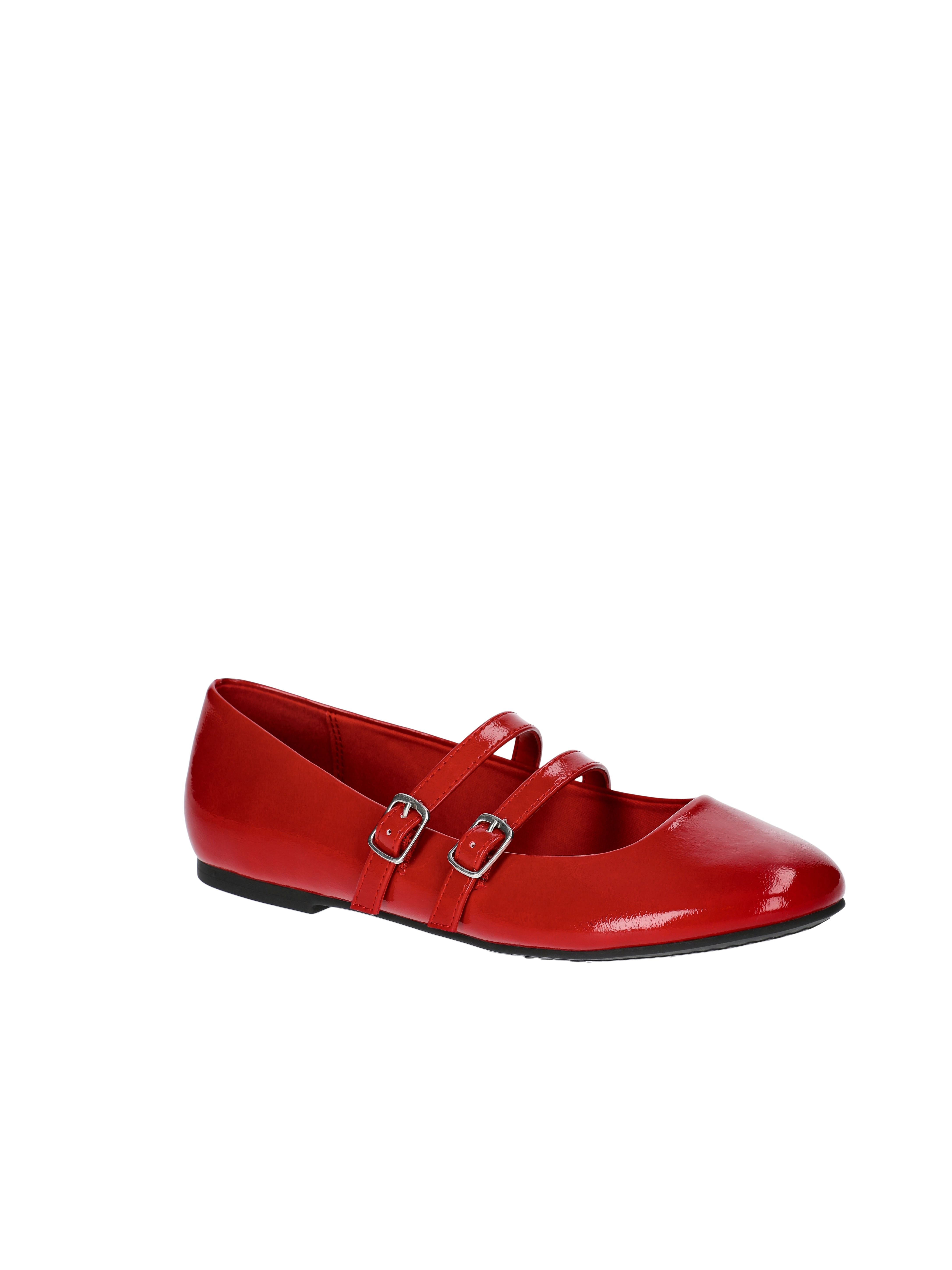 No Boundaries Faux Leather Mary Jane Flats with Double Straps, Women's