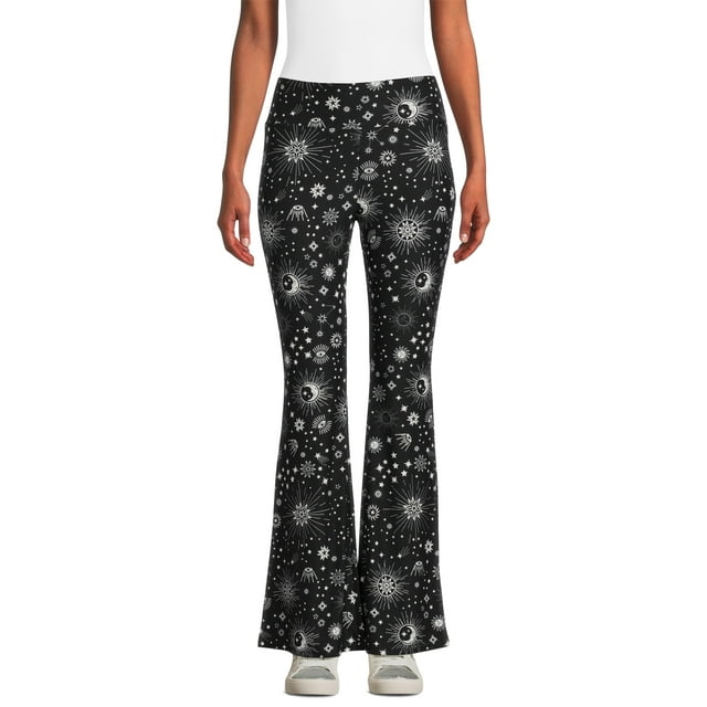 No Boundaries Women's Elastic Waistband Flare Leg Pants, Size M