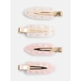 thumbnail image 1 of No Boundaries Women's Embellished Creaseless Hair Clip Set, 4-Pack, Ivory/Blush, 1 of 3