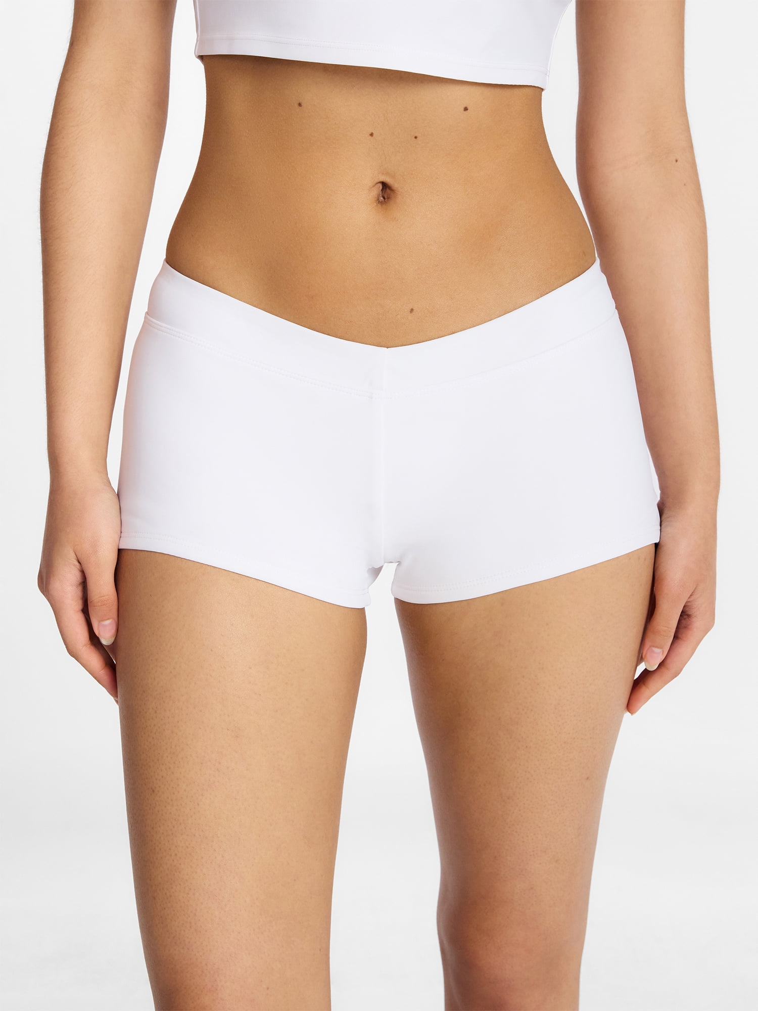 No Boundaries Women's White Swim Shorts, Women's XXXS-XXL