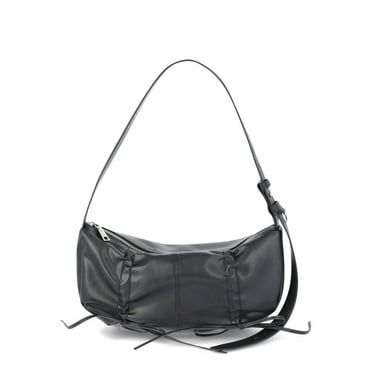 No Boundaries Women's Fashion Drawstring Hobo Bag, Black