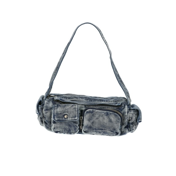 No Boundaries Women's Denim Cargo Shoulder Bag, Blue