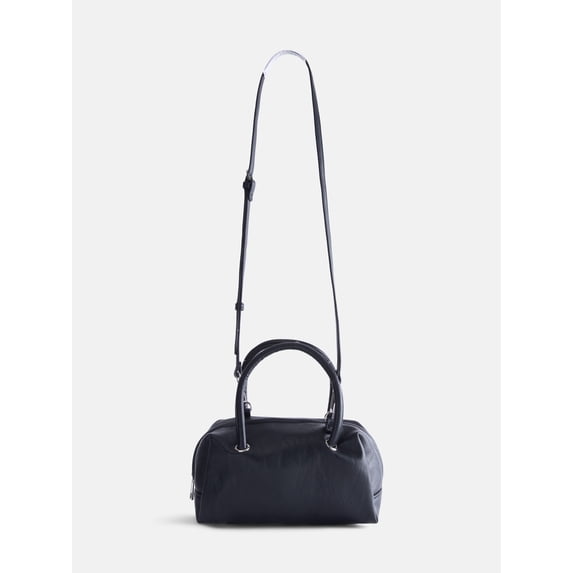 No Boundaries Women's East West Bowler Handbag, Black
