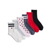 No Boundaries Embroidered Mid Crew Socks, 6-Pack, Women's, Shoe Sizes 4-10