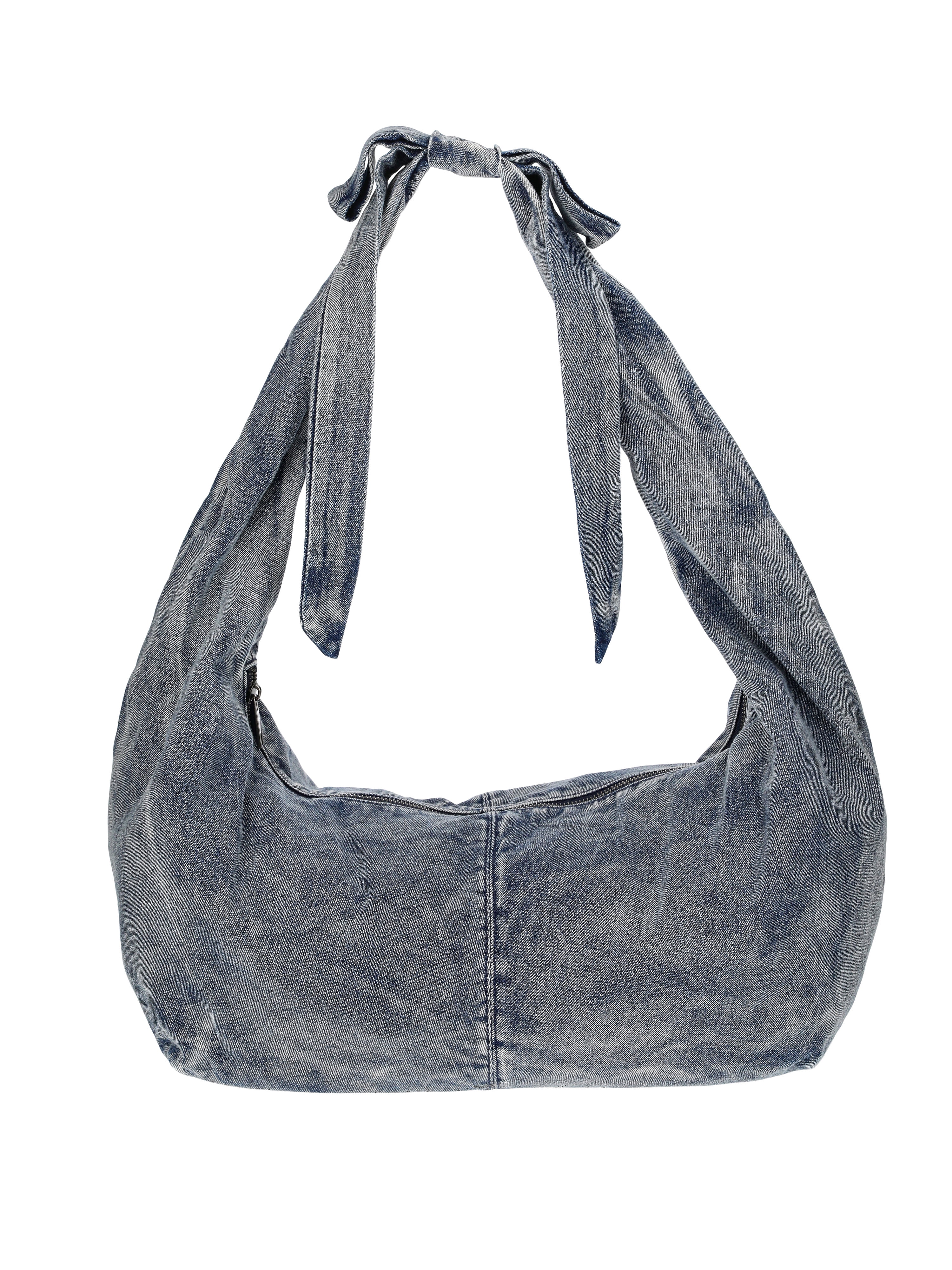 No Boundaries Women's Bow Hobo Bag, Blue Denim