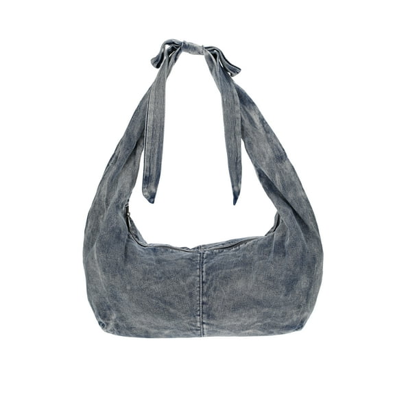 No Boundaries Women's Bow Hobo Bag, Blue Denim