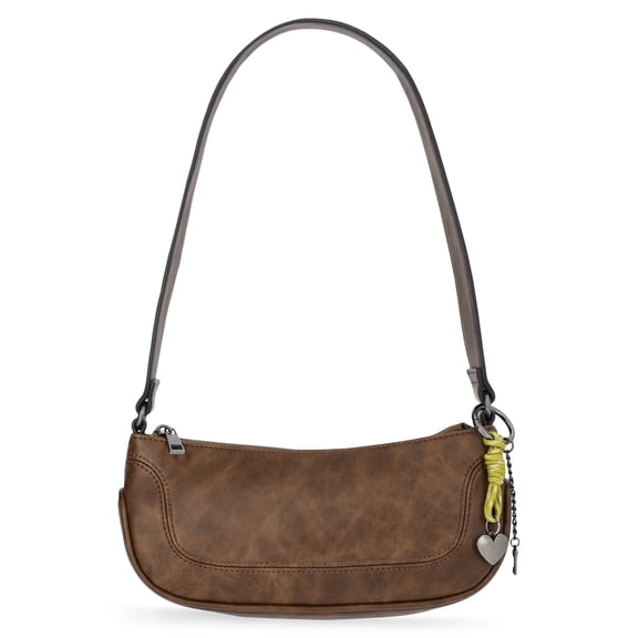 No Boundaries Women's Faux Leather Moto Shoulder Bag