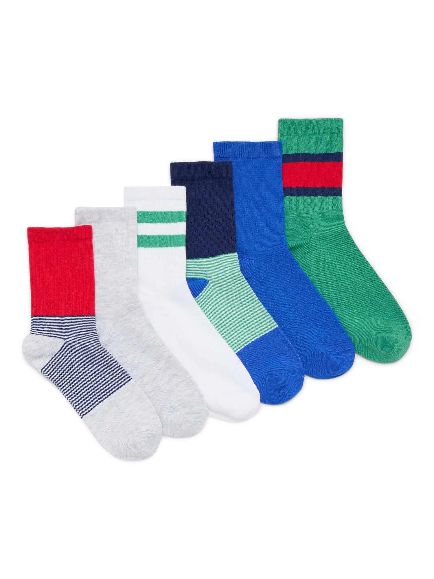 No Boundaries Women's Ribbed Mid Crew Socks, 6-Pack, Women's, Shoe Sizes 4-10