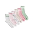 thumbnail image 1 of No Boundaries Ribbed Mid Crew Socks, 6-Pack, Women's, Shoe Sizes 4-10, 1 of 8