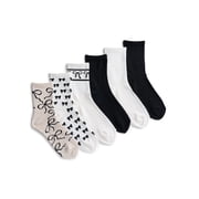 No Boundaries Women's Ribbed Mid Crew Socks, 6-Pack, Women's, Shoe Sizes 4-10