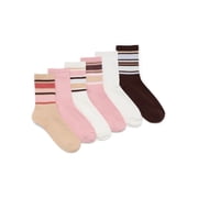 No Boundaries Women's Ribbed Mid Crew Socks, 6-Pack, Women's, Shoe Sizes 4-10
