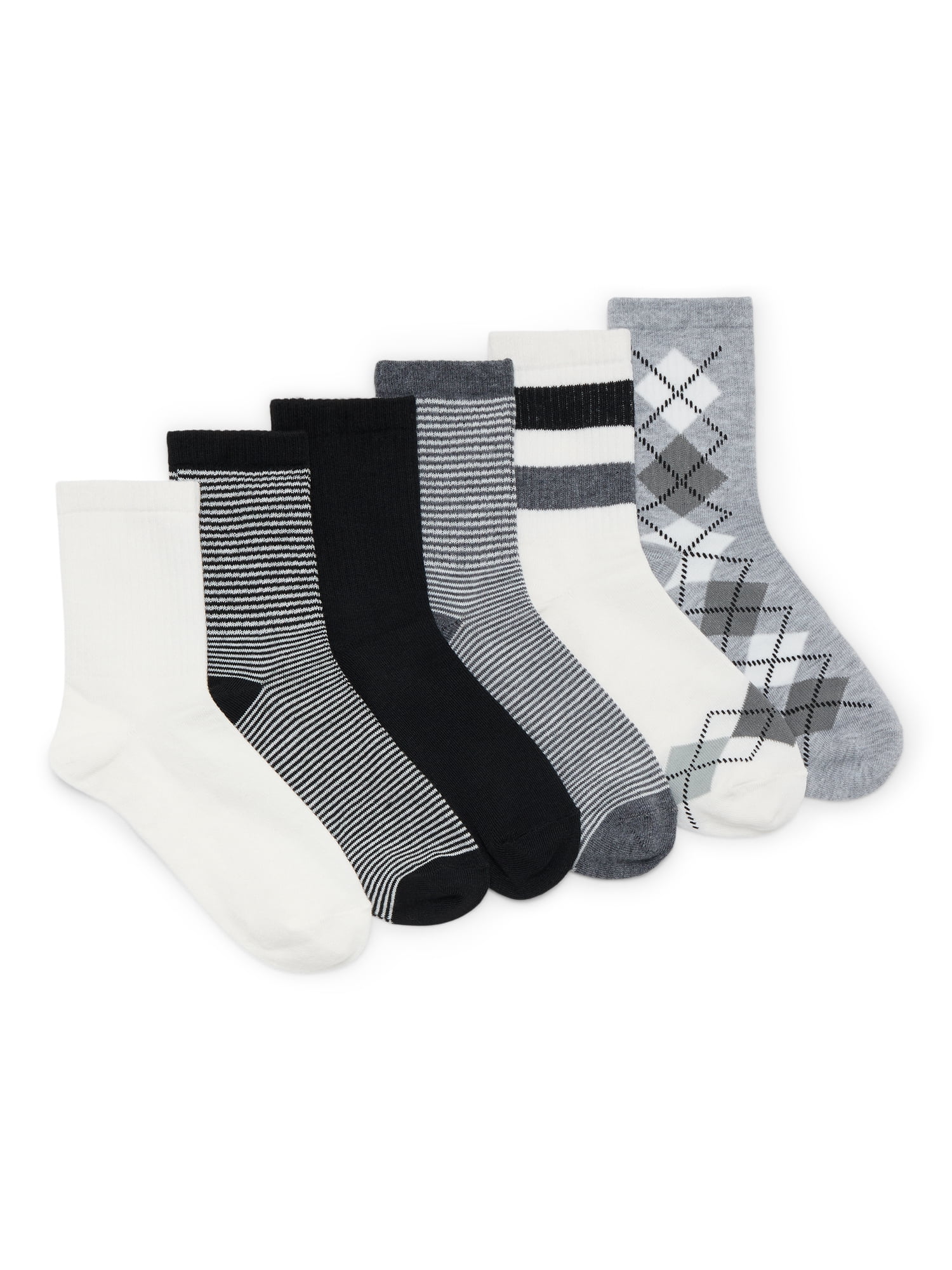 Women's Ribbed Mid Crew Socks, 6-Pack, Women's, Shoe Sizes 4-10