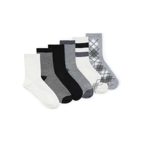 Women's Ribbed Mid Crew Socks, 6-Pack, Women's, Shoe Sizes 4-10