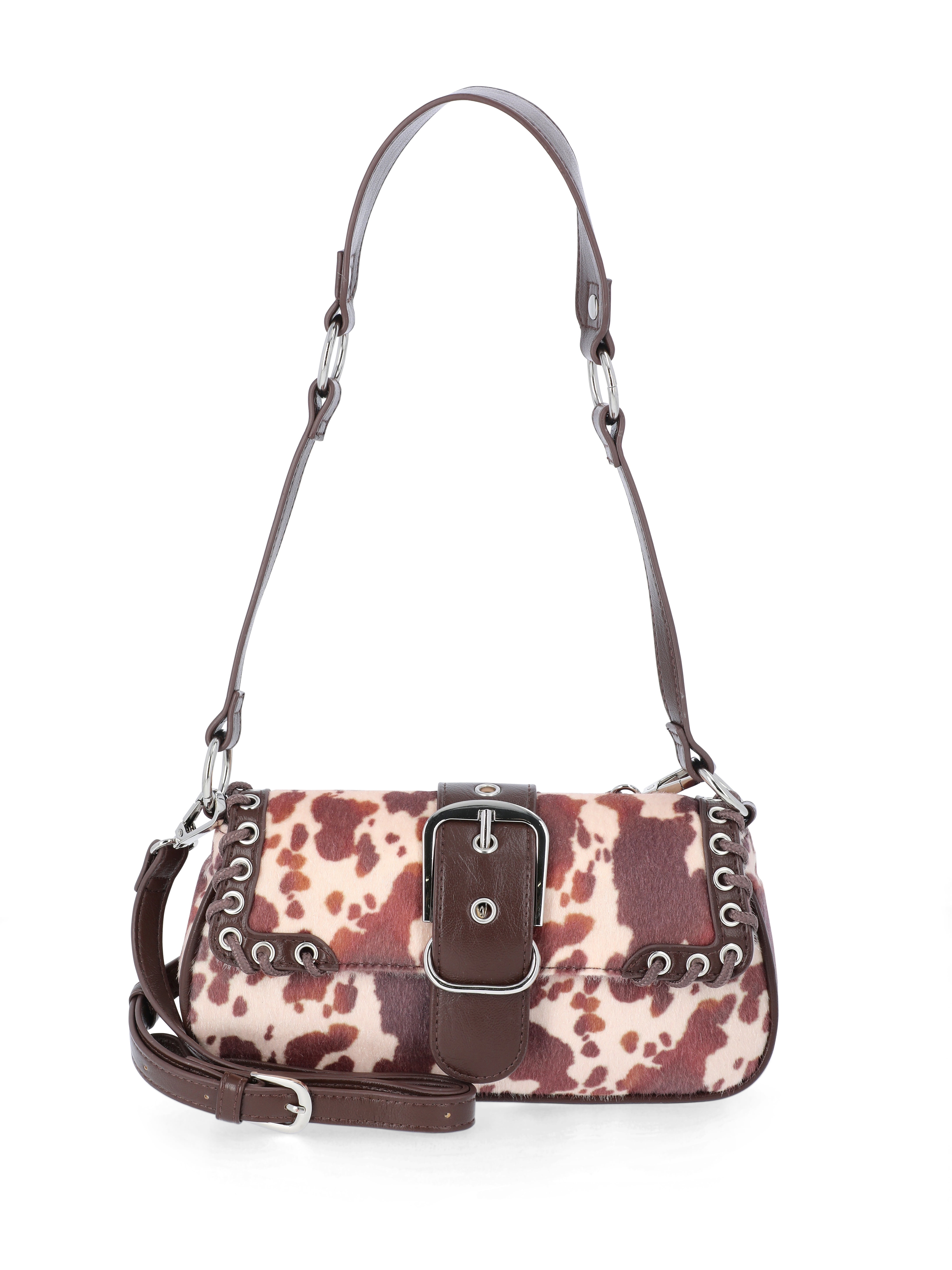 No Boundaries Women's Shoulder Bag, Brown Cow