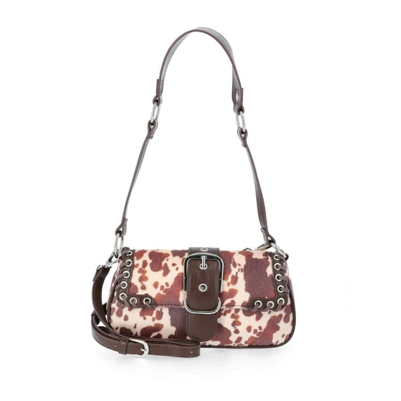 No Boundaries Women's Shoulder Bag, Brown Cow