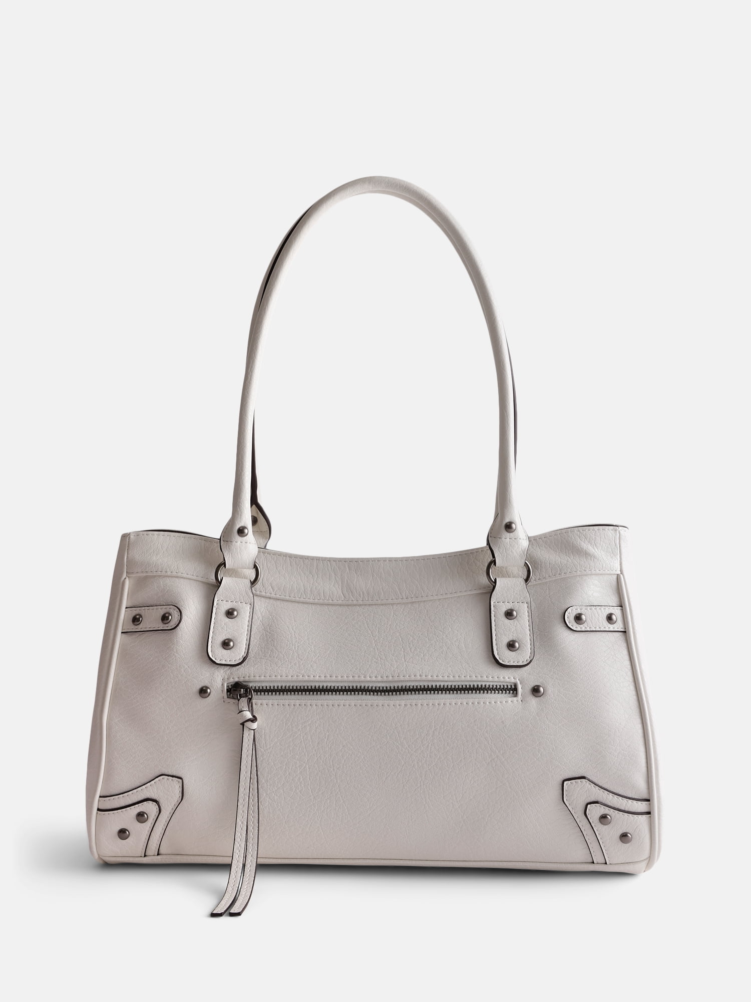 No Boundaries Women's Faux Leather Shoulder Bag, Cream