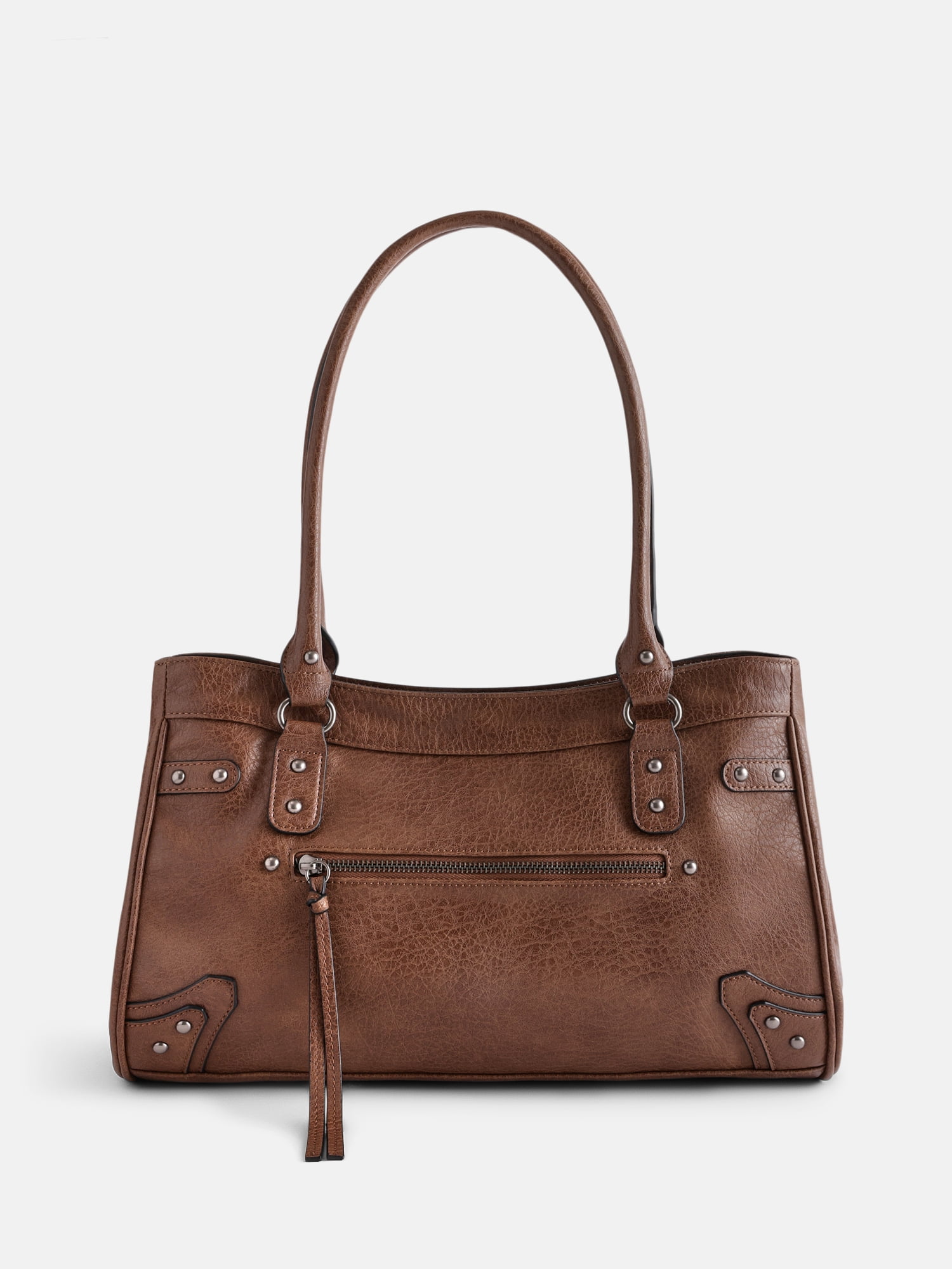 No Boundaries Women's Faux Leather Shoulder Bag, Obsidienne