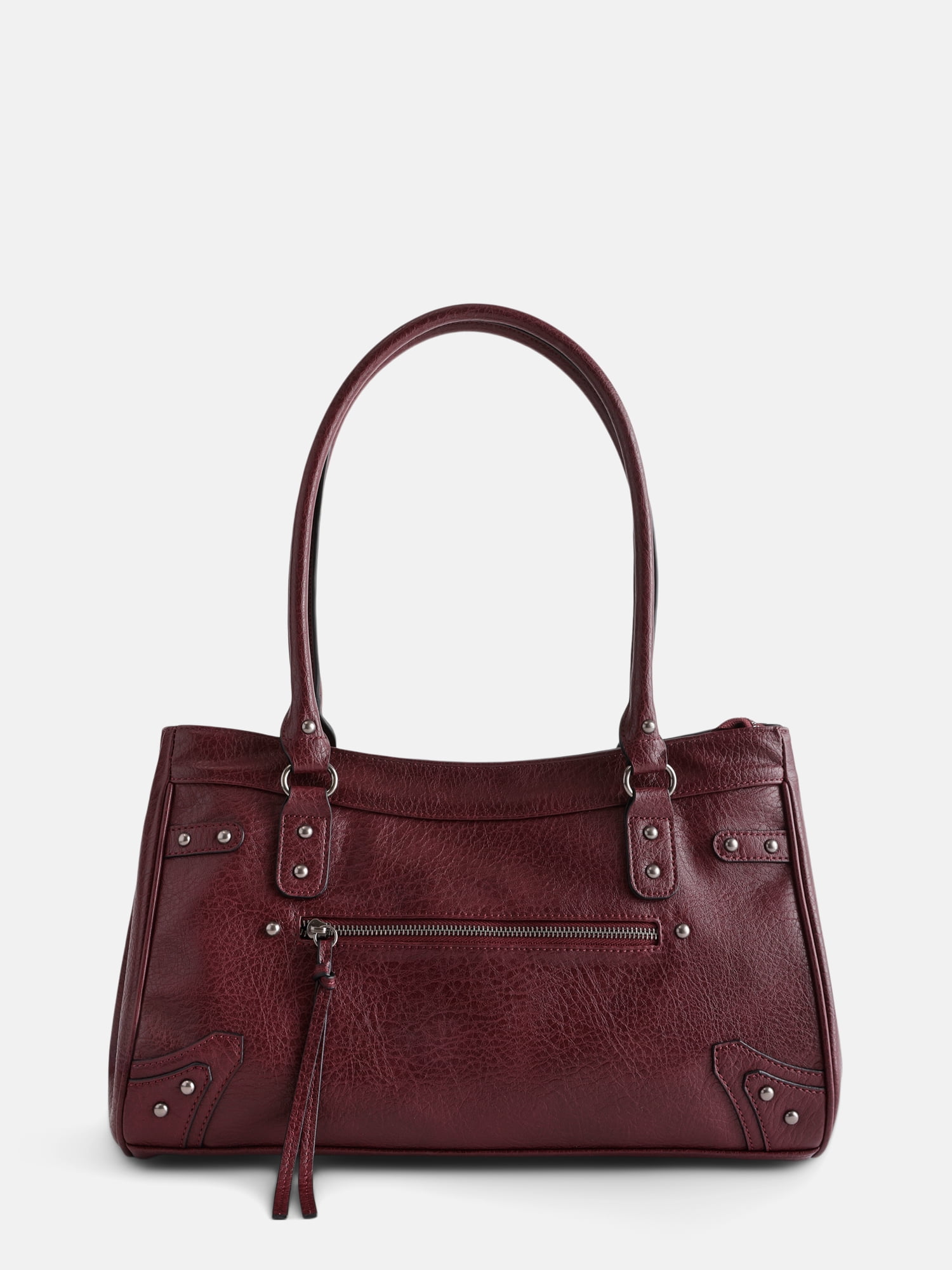 No Boundaries Women's Faux Leather Shoulder Bag, Rich Red