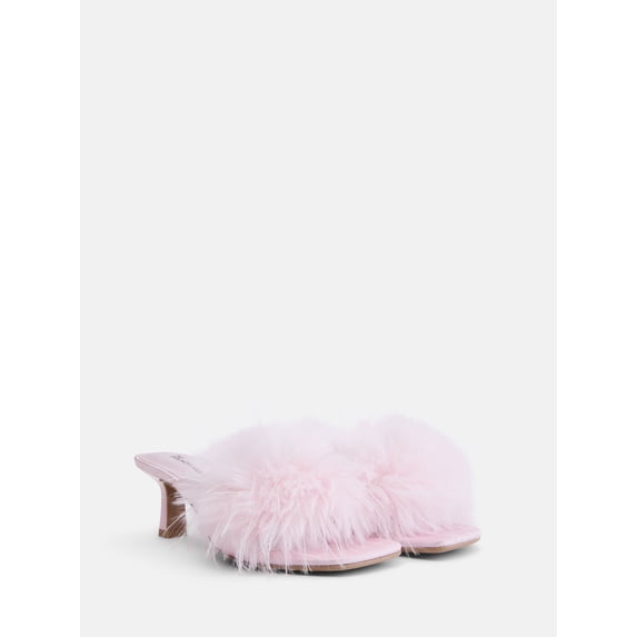 No Boundaries Women's Faux Feather Dress Heels