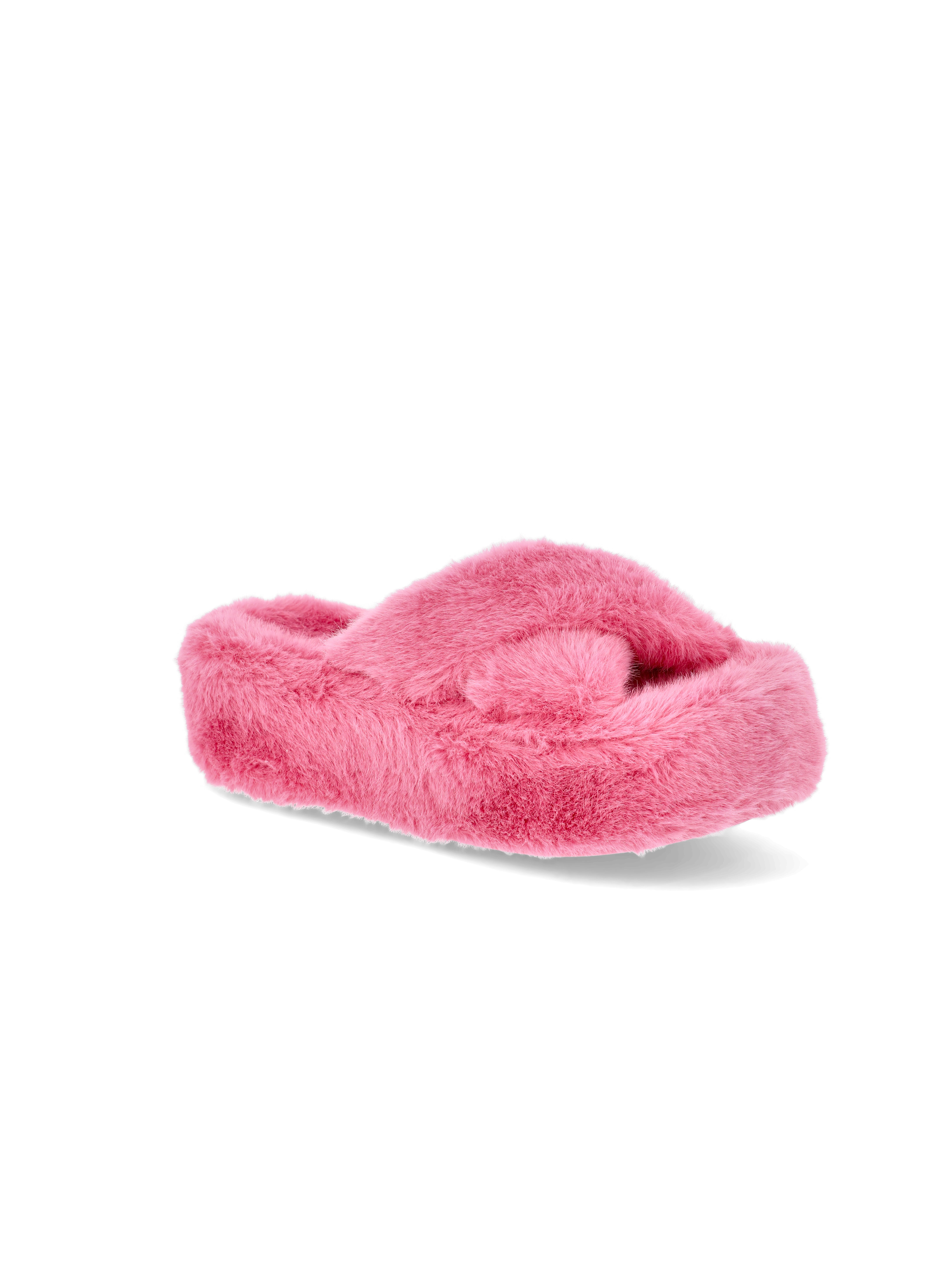 No Boundaries Women's Faux Fur Platform X-Band Slippers