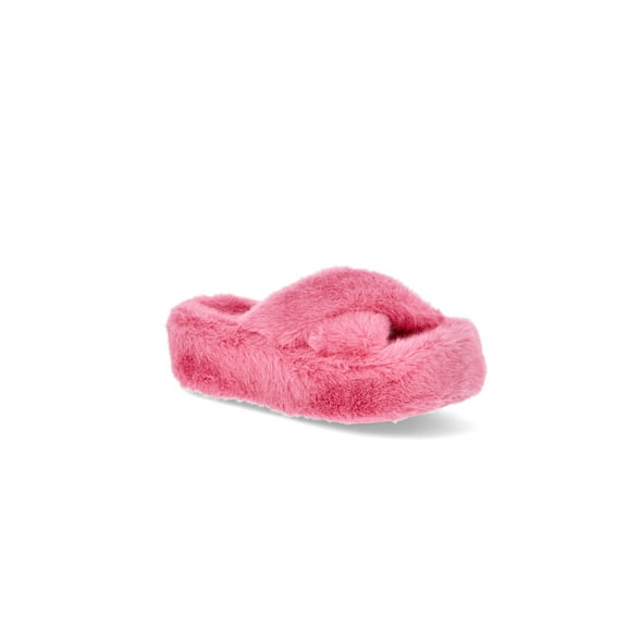No Boundaries Women's Faux Fur Platform X-Band Slippers