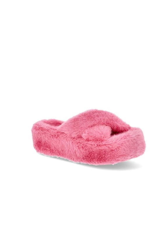 Women's Faux Fur Platform X-Band Slippers