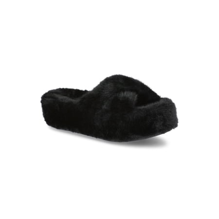 No Boundaries Women's Faux Fur Platform X-Band Slippers