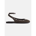 thumbnail image 1 of No Boundaries Women’s Faux Suede Ankle Ballet Flats, 1 of 5