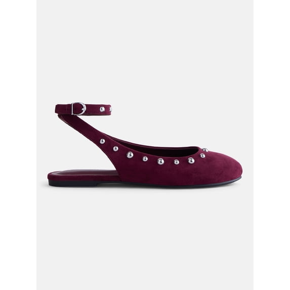 No Boundaries Women’s Faux Suede Ankle Ballet Flats