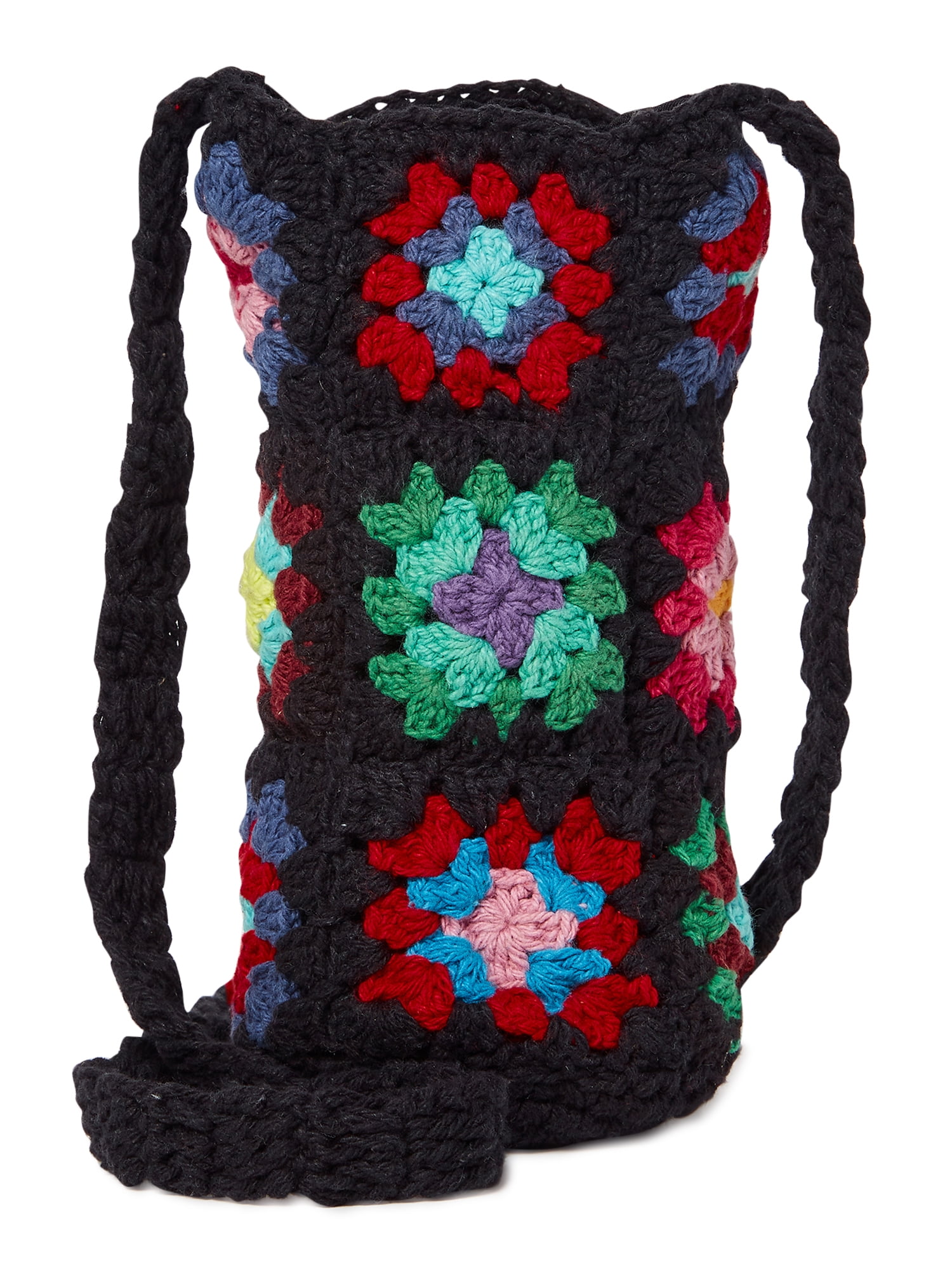  Crochet Chain Water Bottle Holder Purse with Cross