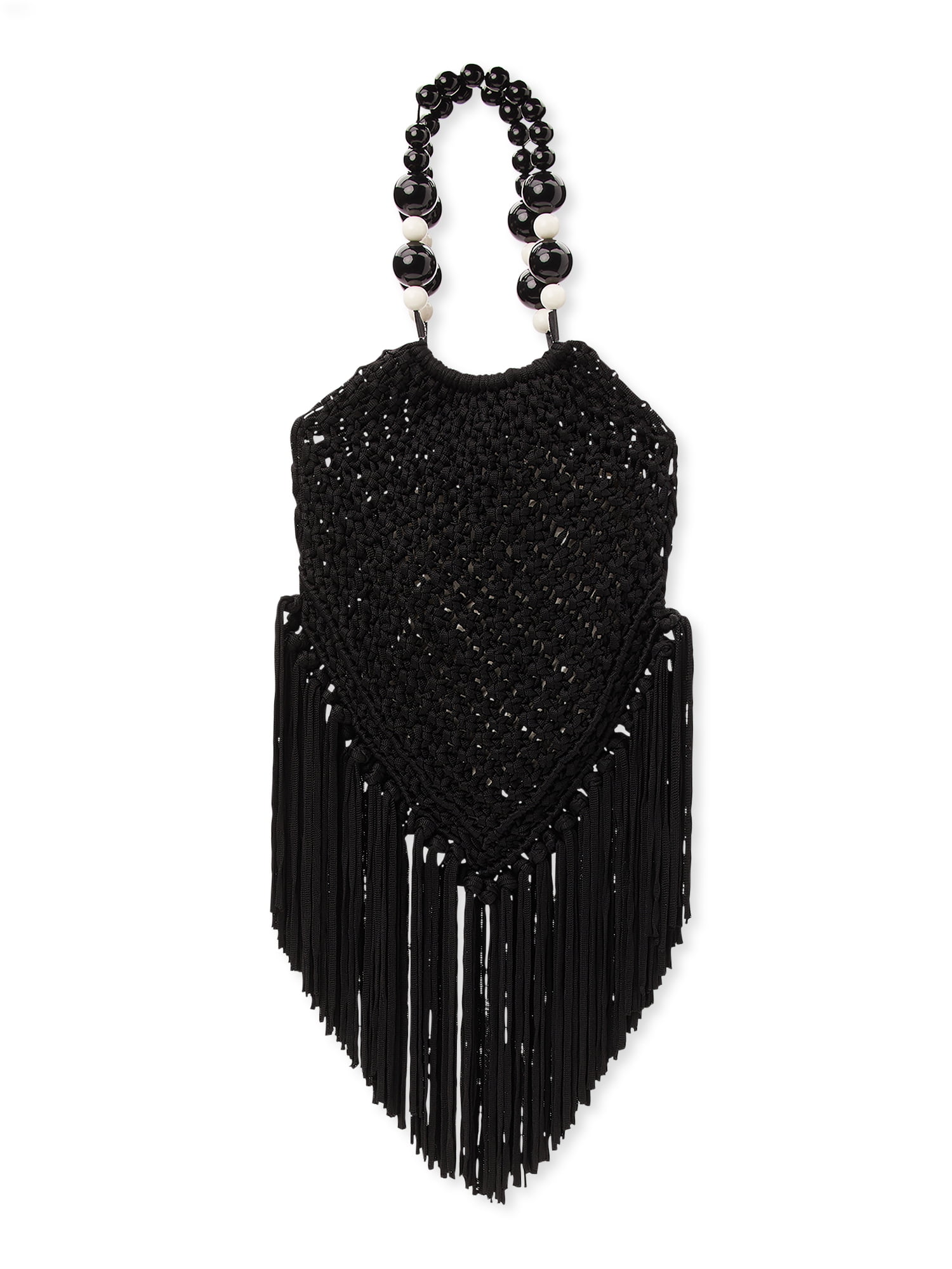 No Boundaries Women's Festival Fringe Tote Handbag, Black