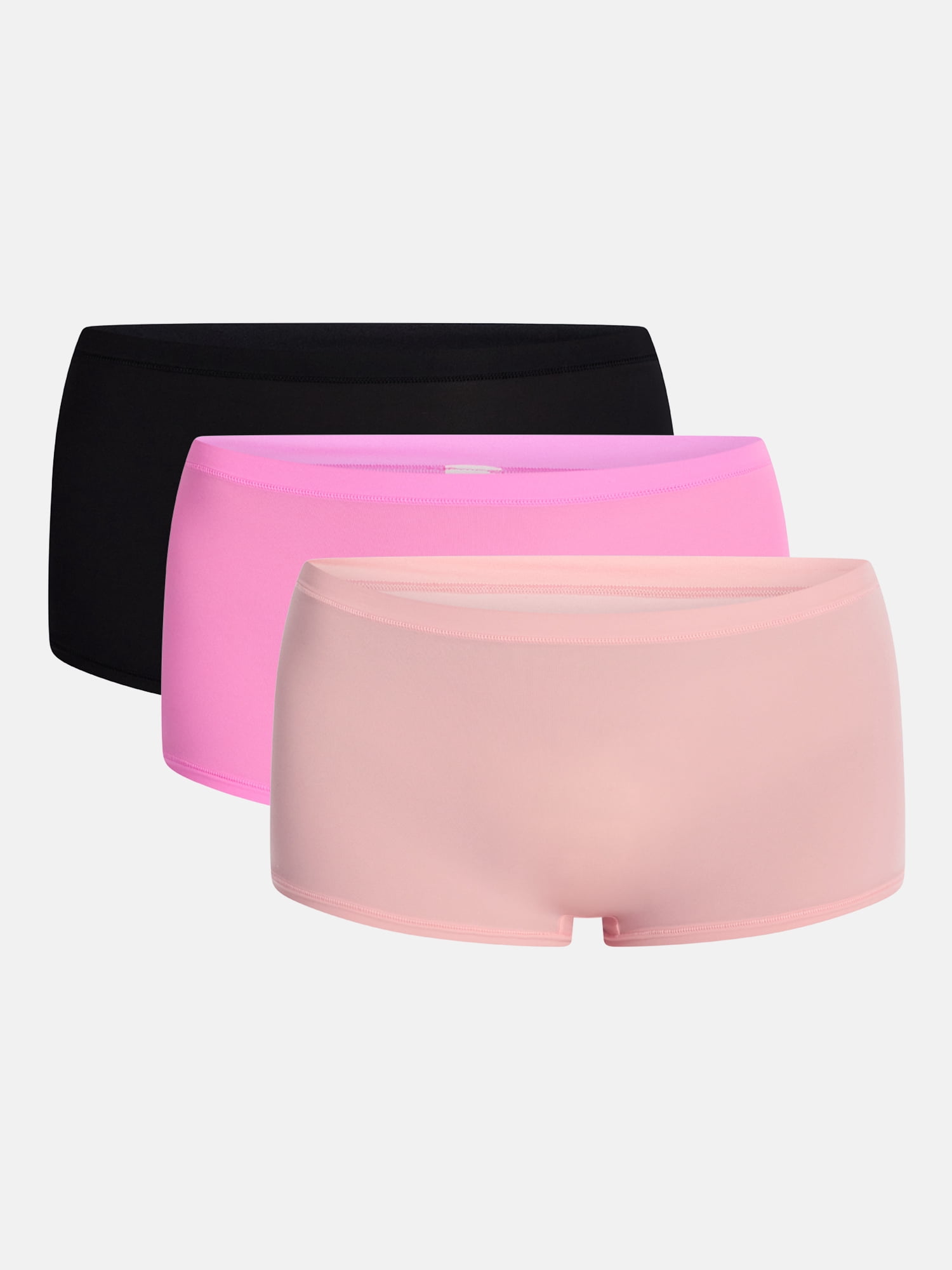 No Boundaries Fit Stretch Boyshort Panties, 3-Pack, Women's XS-XXXL