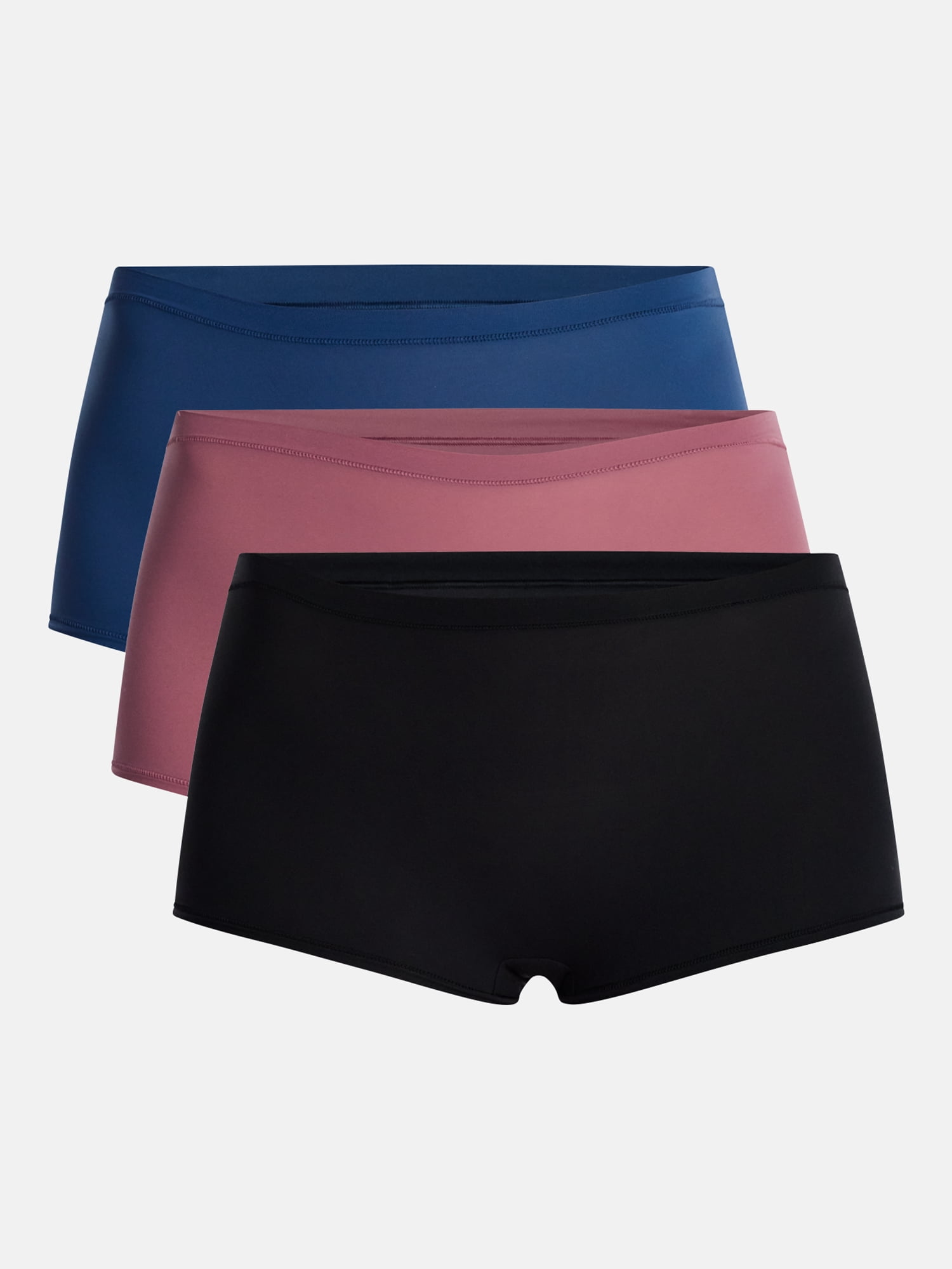 No Boundaries Women's Fit Stretch Boyshort Panties, 3-Pack, Sizes XS-3XL