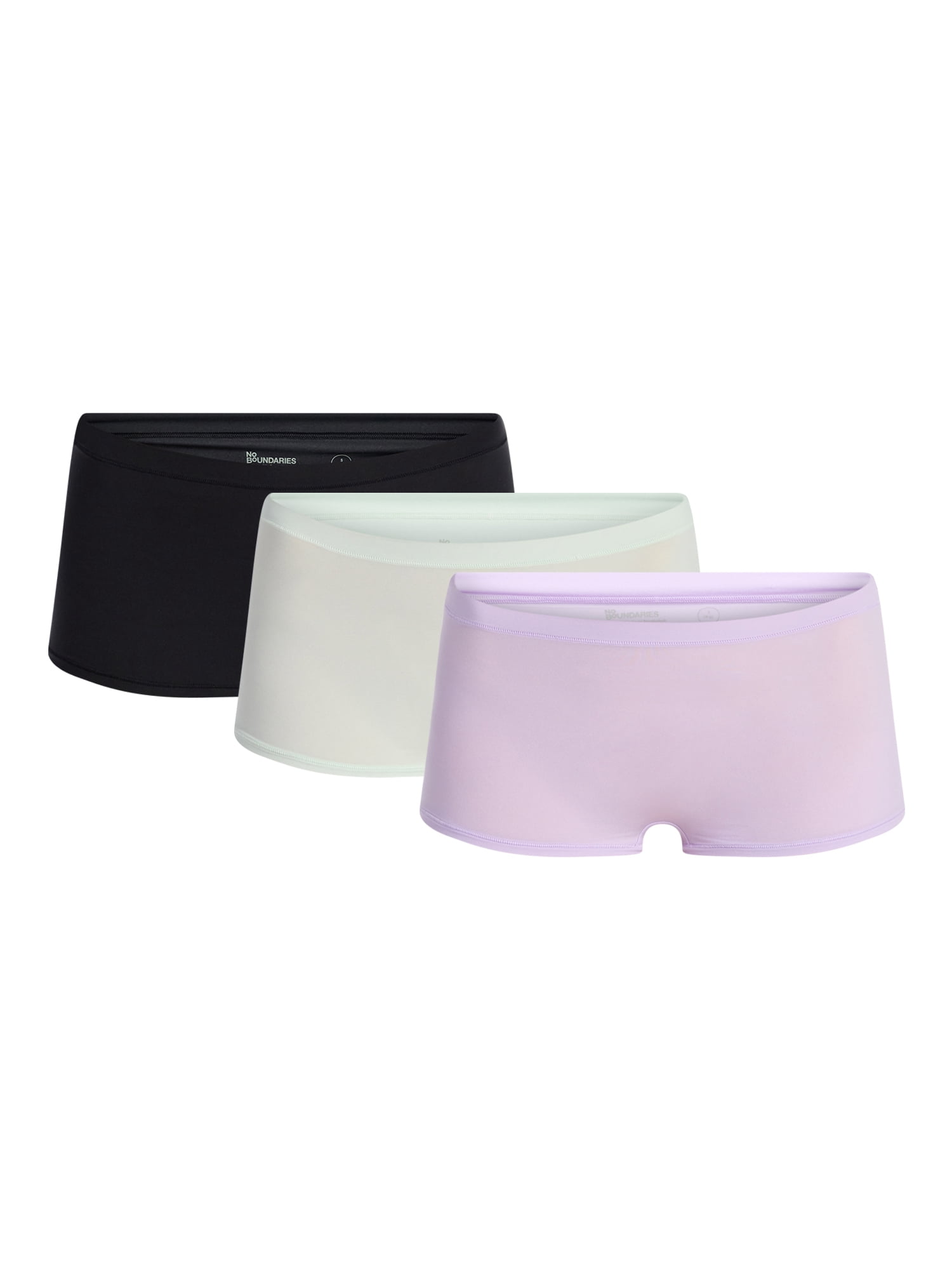 No Boundaries Fit Stretch Boyshort Panties, 3-Pack, Women's XS-XXXL