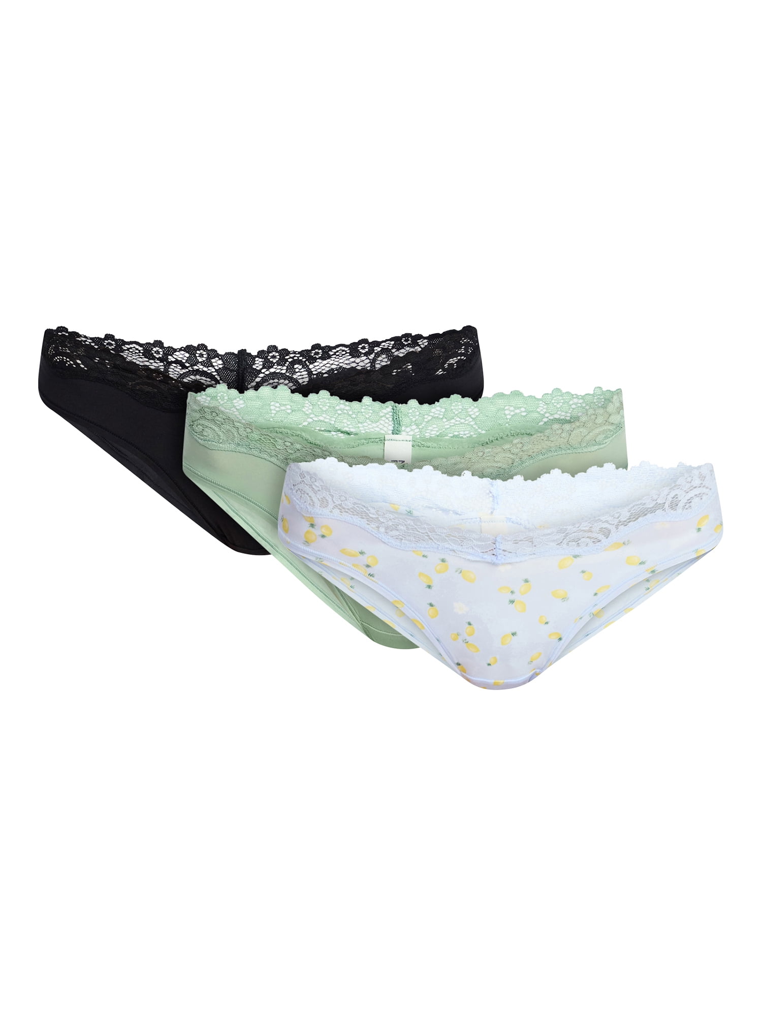 No Boundaries Fit Stretch Lace Thong Panties, 3-Pack, Women's XS-XXXL