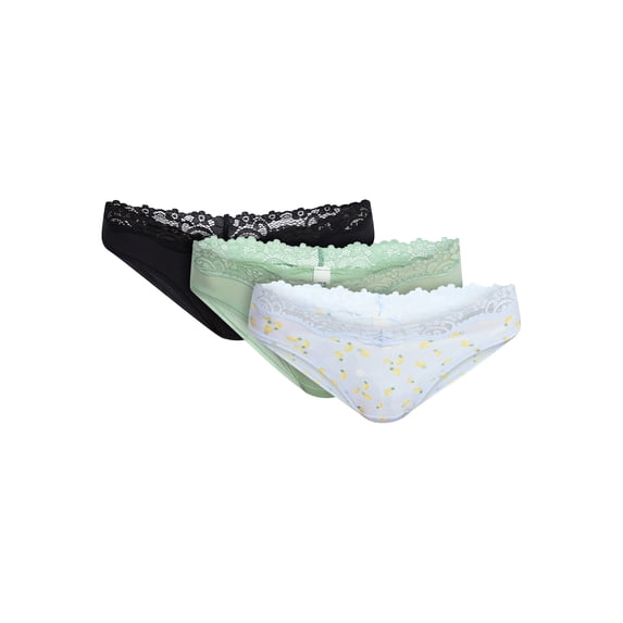 No Boundaries Fit Stretch Lace Thong Panties, 3-Pack, Women's XS-XXXL