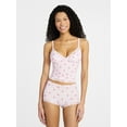 thumbnail image 1 of No Boundaries Fit Stretch Lace Trim Cami and Shorts Pajama Set, 2-Piece, Women's XS-XXXL, 1 of 5