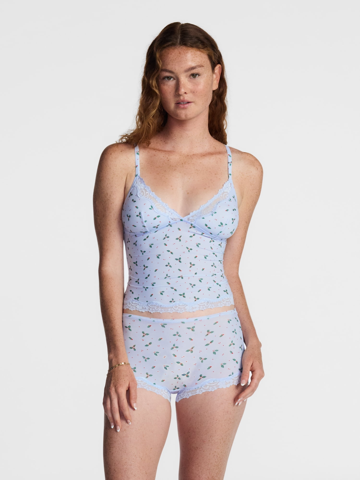 No Boundaries Fit Stretch Lace Trim Cami and Shorts Pajama Set, 2-Piece, Women's XS-XXXL