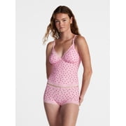 No Boundaries Fit Stretch Lace Trim Cami and Shorts Pajama Set, 2-Piece, Women's XS-XXXL