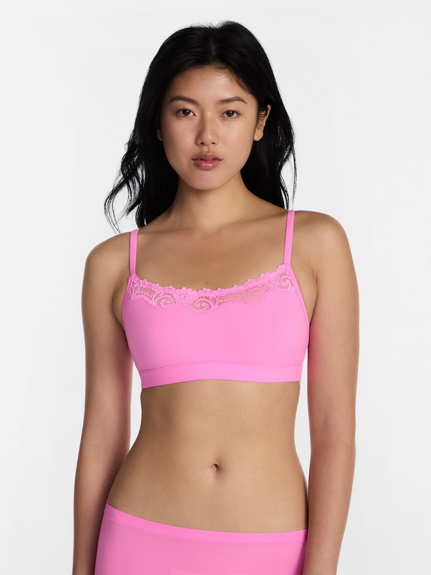 No Boundaries Fit Stretch Scoop Bralette with Lace, Women's XS-3XL