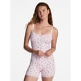 thumbnail image 1 of No Boundaries Fit Stretch Lace Trim Scoop Neck Romper, Women's XS-XXXL, 1 of 5