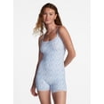 thumbnail image 1 of No Boundaries Fit Stretch Lace Trim Scoop Neck Romper, Women's XS-XXXL, 1 of 5