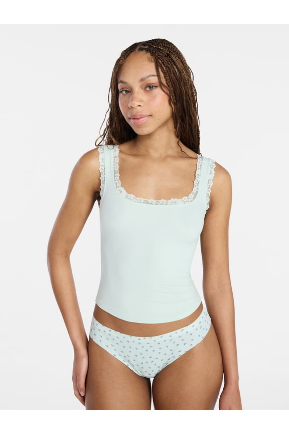 Fit Stretch Lace Trim Tank Top, Women's XS-XXXL