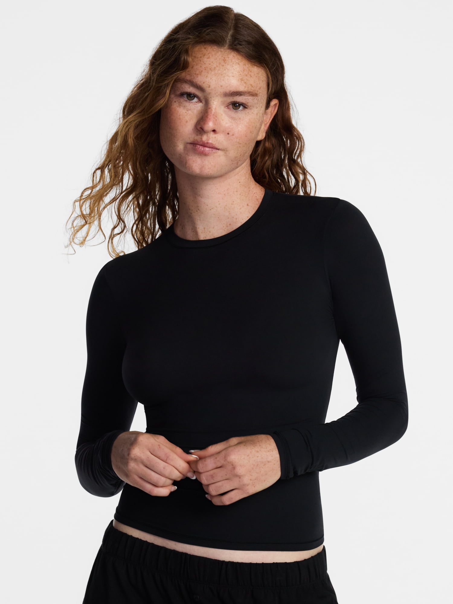 No Boundaries Fit Stretch Tee with Long Sleeves, Women's XS-XXXL