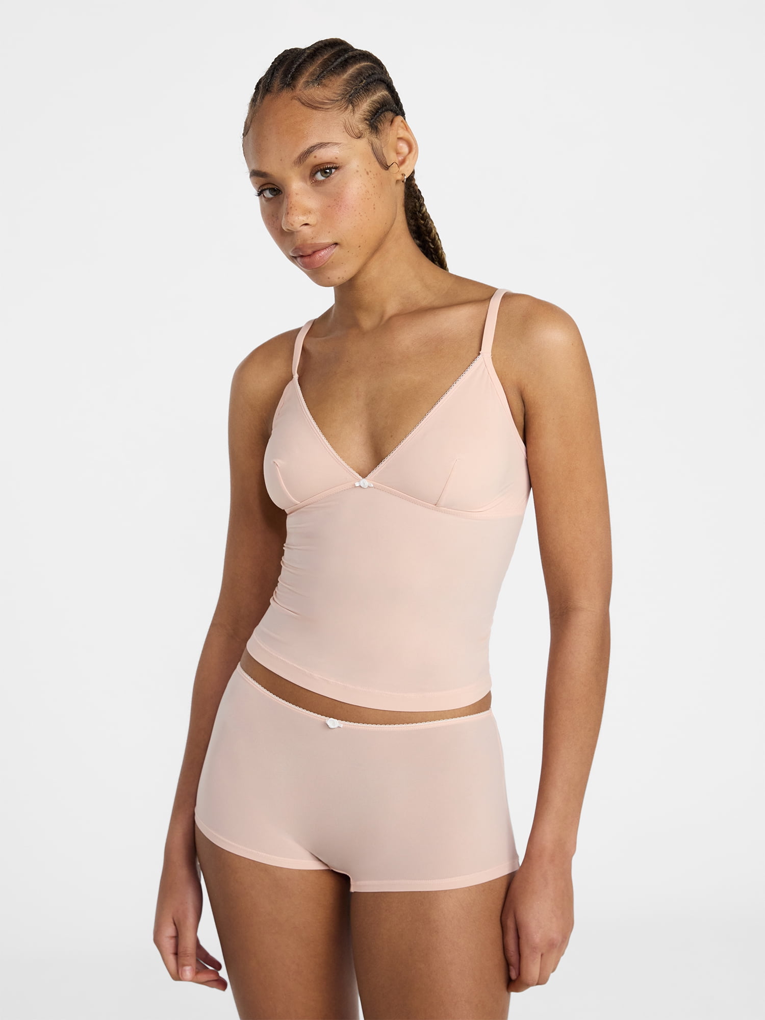 No Boundaries Fit Stretch Picot Trim Cami and Shorts Pajama Set, 2-Piece, Women's XS-XXXL