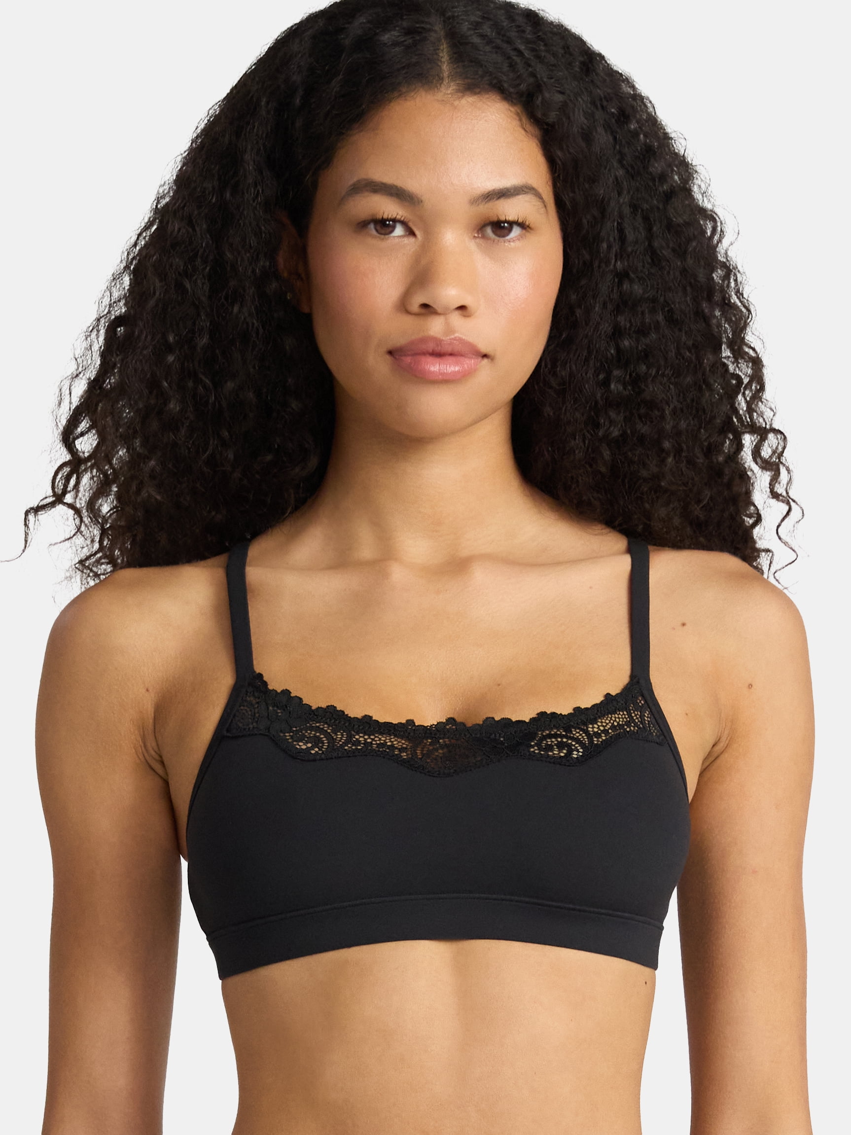 No Boundaries Fit Stretch Scoop Bralette with Lace, Women's XS-3XL