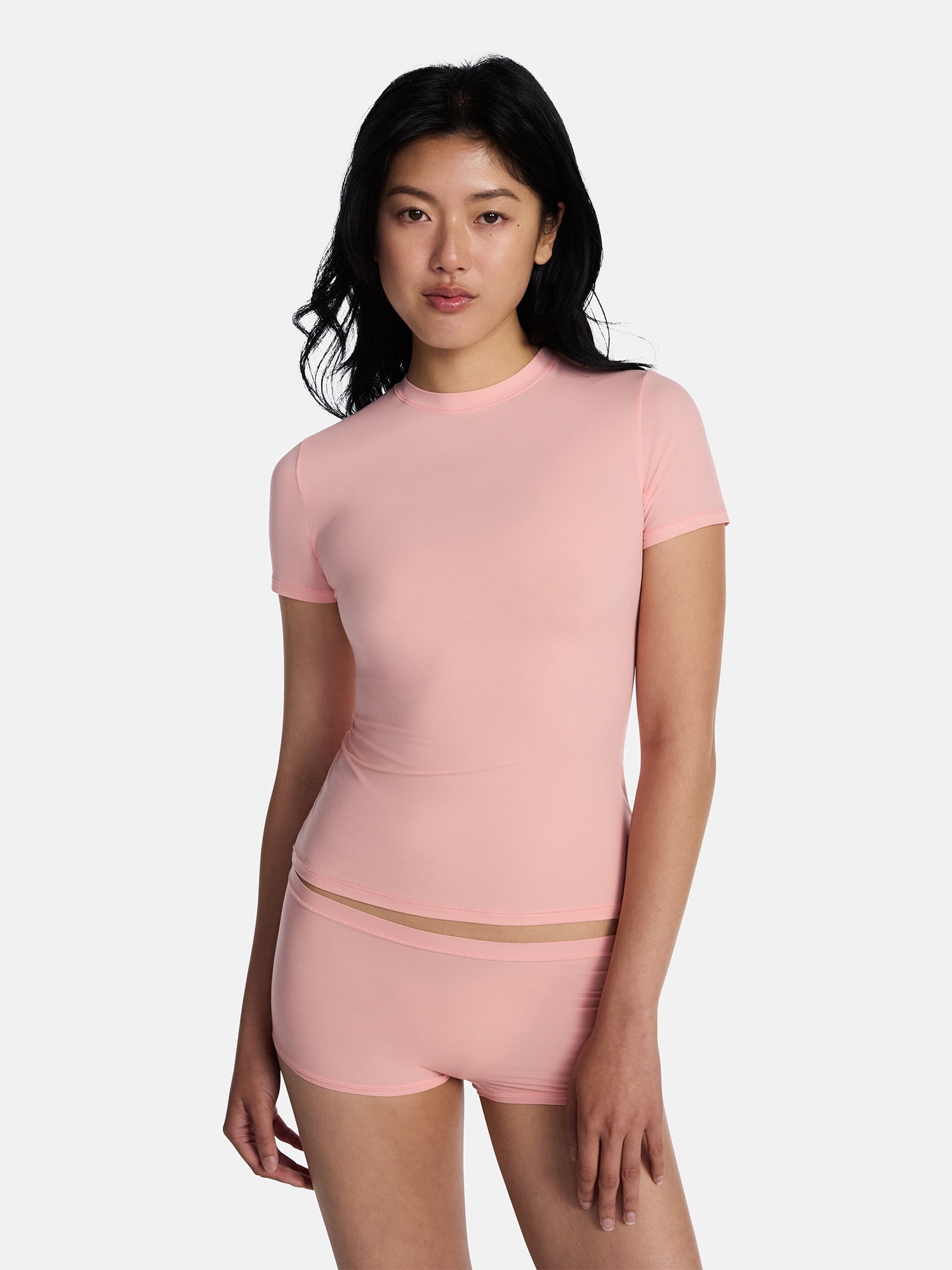 No Boundaries Fit Stretch Tee with Short Sleeves, Women's XS-XXXL