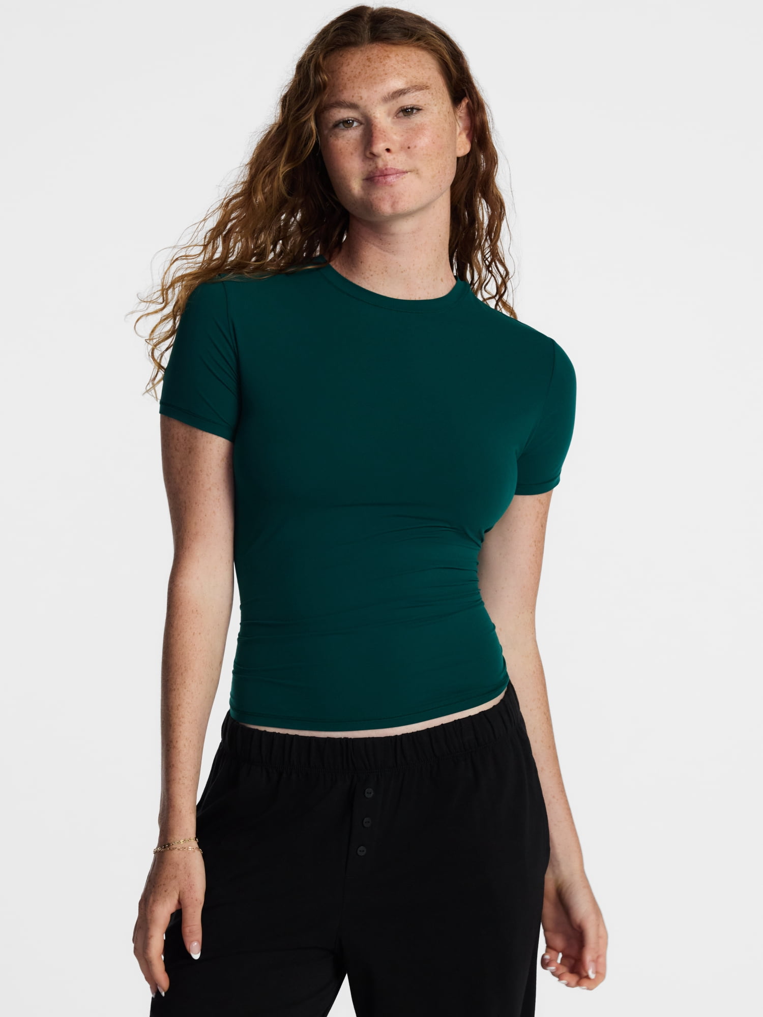No Boundaries Fit Stretch Tee with Short Sleeves, Women's XS-XXXL