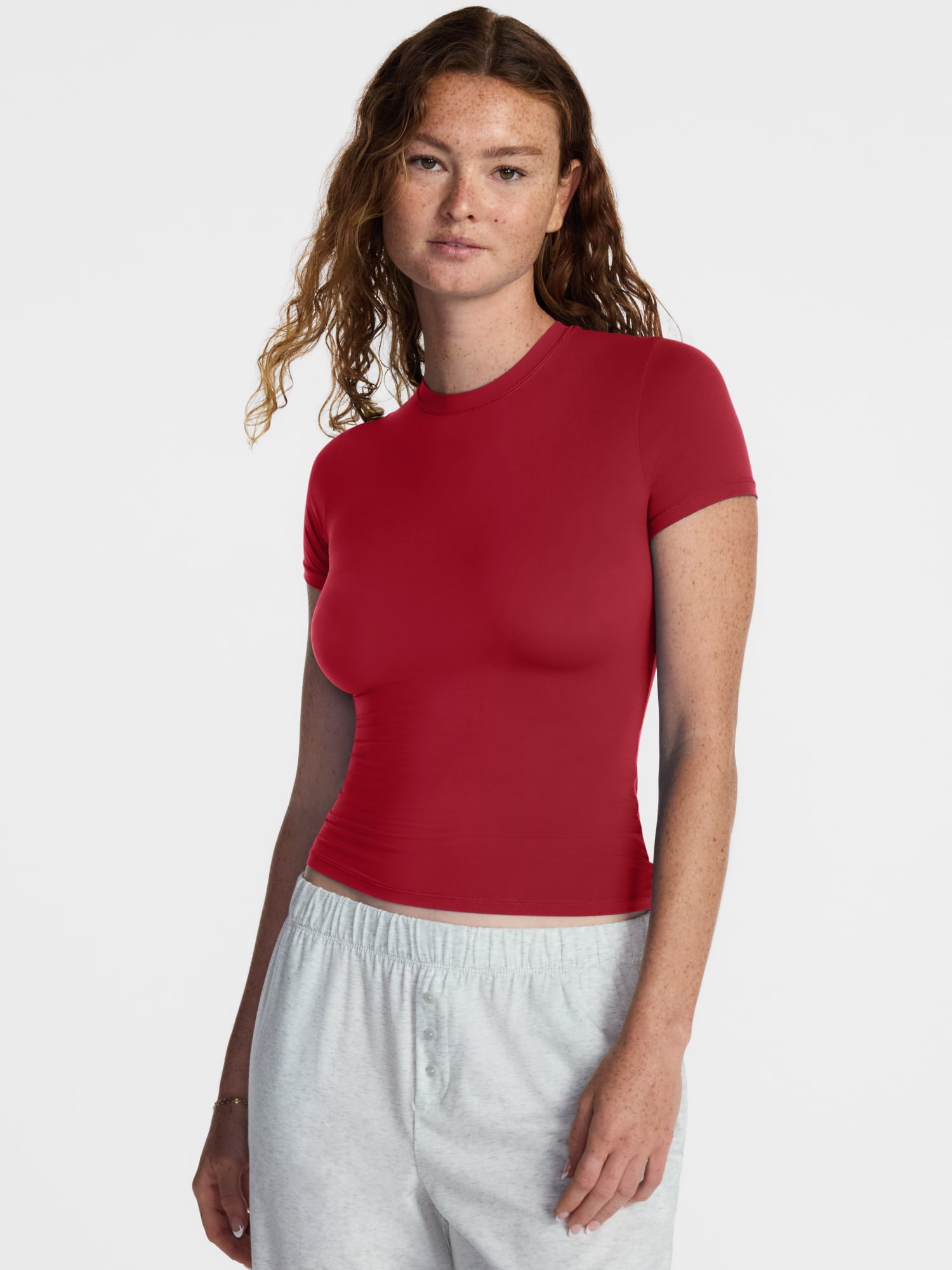 No Boundaries Fit Stretch Tee with Short Sleeves, Women's XS-XXXL